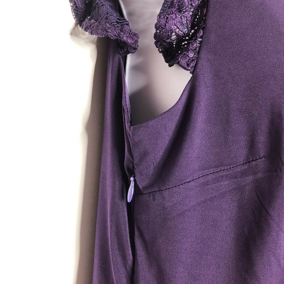 Kimi + Kai Maternity Dress Purple Lace Trim Cap - Picture 5 of 7